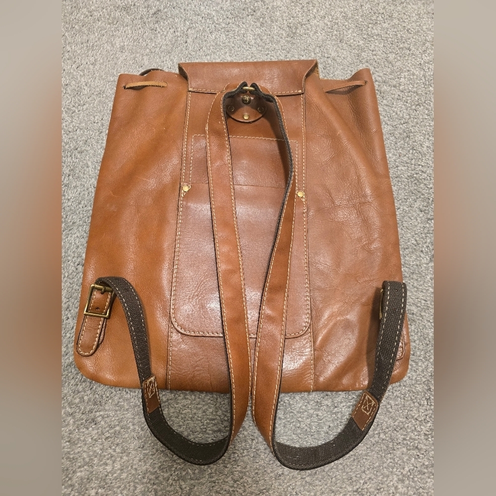 Patricia Nash Vintage Leather Backpack Tan Boho Travel Vacation Western Cottage - Picture 10 of 16